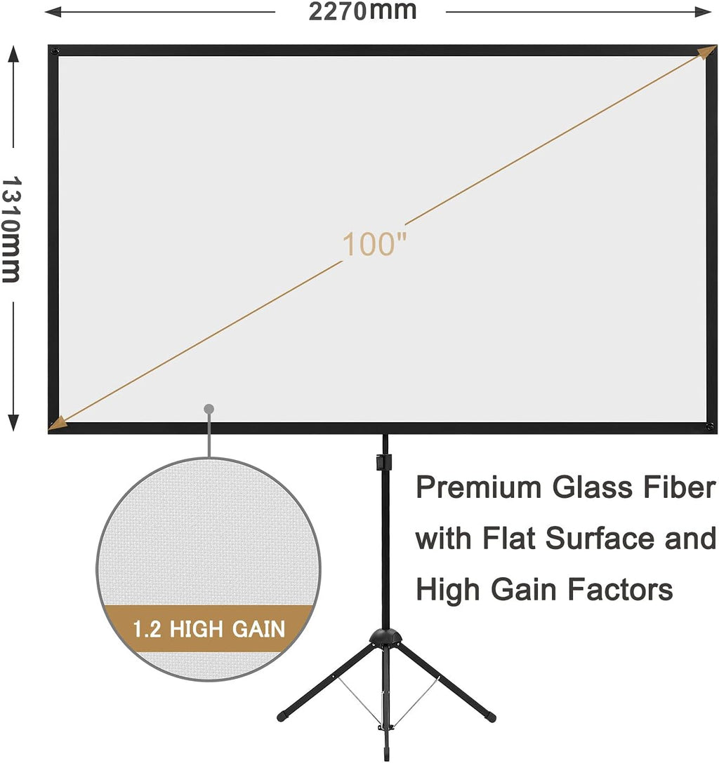 80 Inch 16:9 Portable Projector Screen with Stand D81235