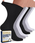 Ribbed Knit Bamboo Viscose Diabetic Crew Socks 6 Pairs Q698