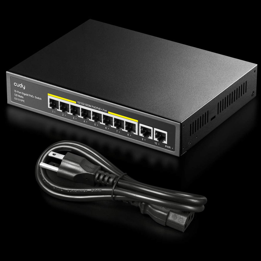 8 Port Gigabit PoE+ Switch, 120 Watts PoE Budget, Pack of 2 F974739
