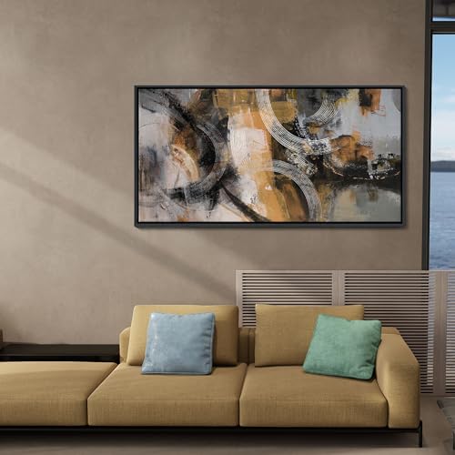 Orange Gray Yellow Abstract Canvas Wall Art 24×48IN Q3253