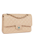 Beige Iridescent Caviar Double Flap Bag R70692