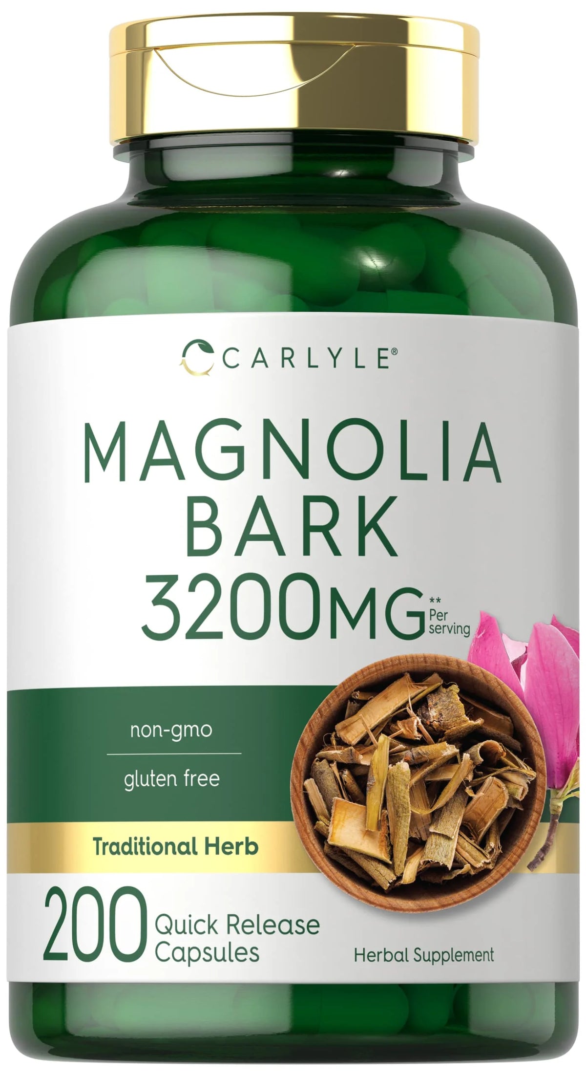 Magnolia Bark 3200 mg 200 Powder Capsules Herbal Extract Supplement Non-GMO Gluten Free Y654866