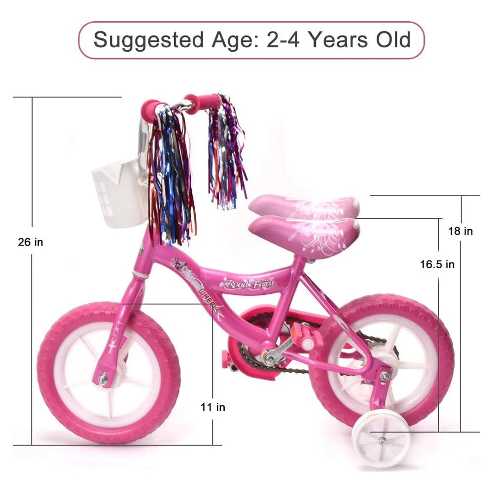 12 In. Kids Bike with Training Wheels Pink V1733