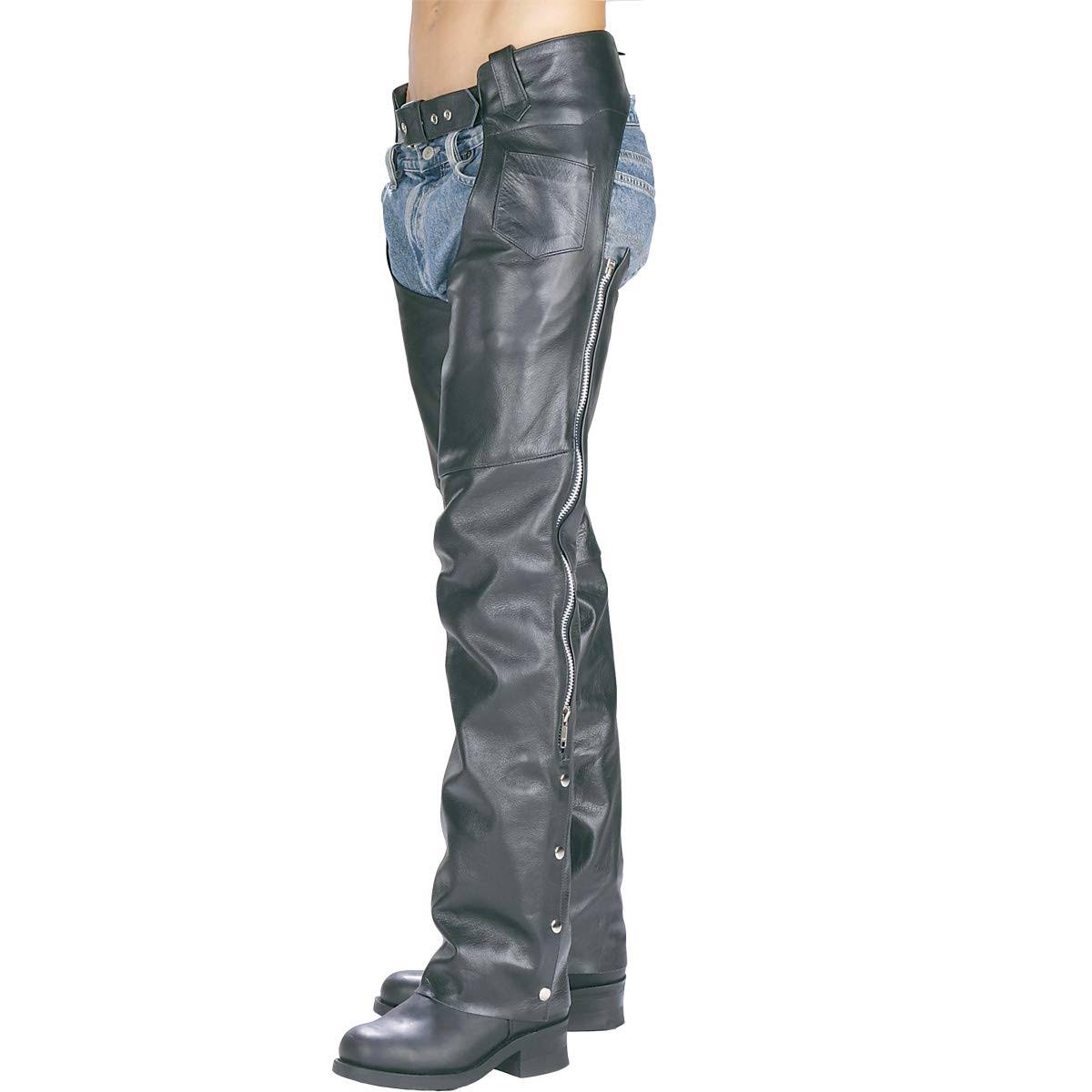 Black Leather Motorcycle Chaps U256