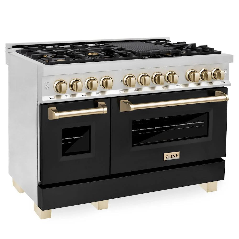 48 6.0 cu. ft. Dual Fuel Range with Black Matte Door and Gold Accents B965243