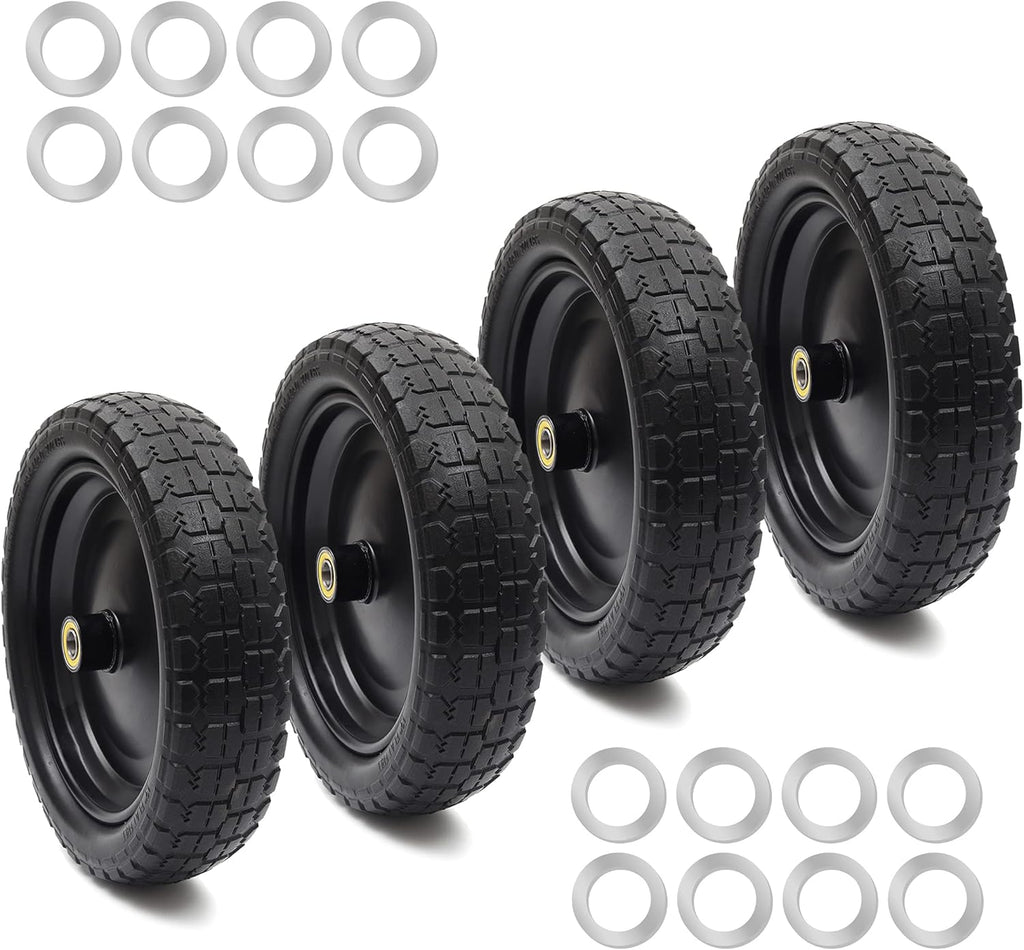 13'' Solid Polyurethane Flat-Free Tire and Wheel Assemblies 4-Pack O985