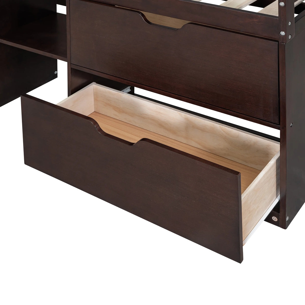 Twin Size Solid Wood Loft Bed with Drawers Shelves and Ladder M6609