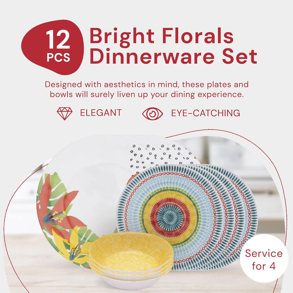 12-Piece Melamine Plates and Bowls Set C83936