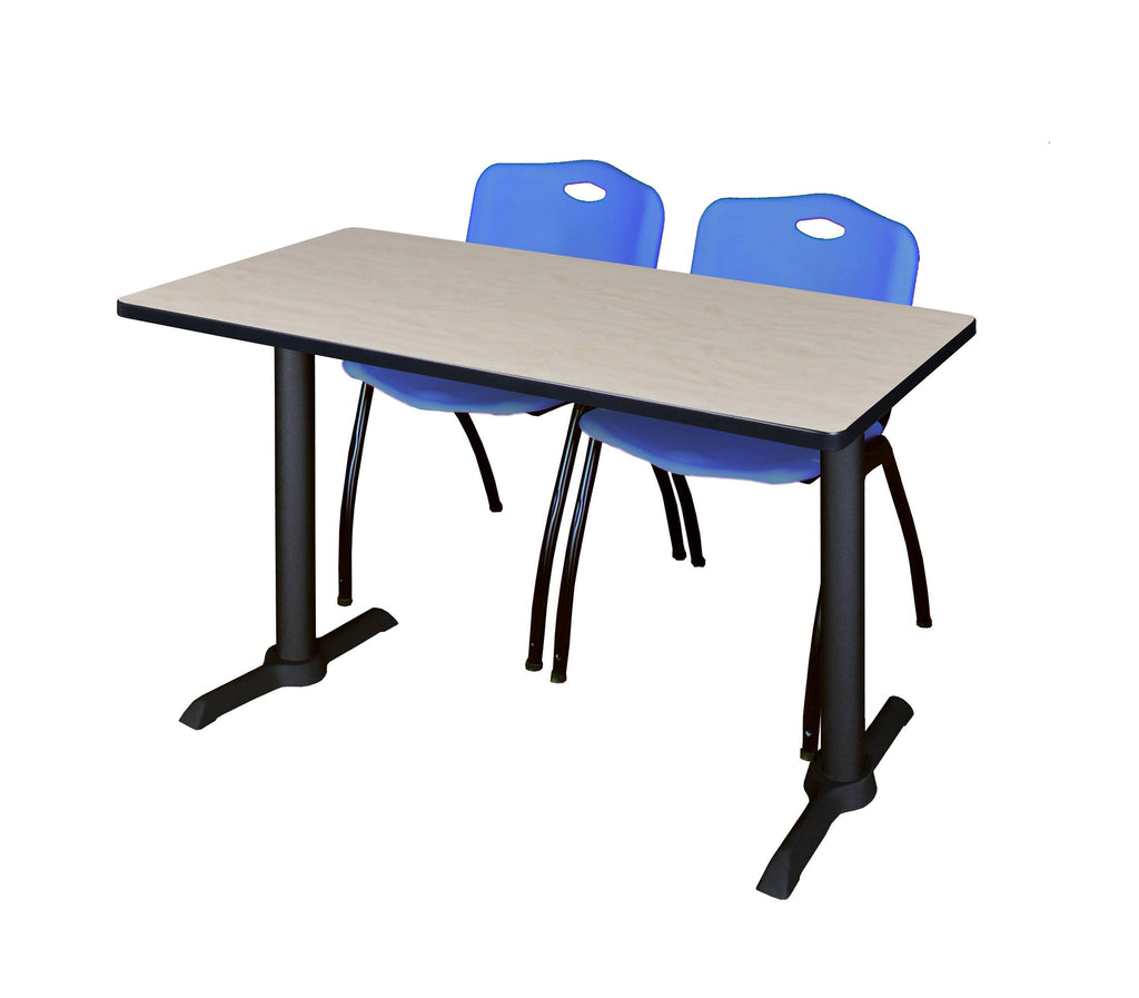 Cherry Training Table & Blue Stack Chairs E335523