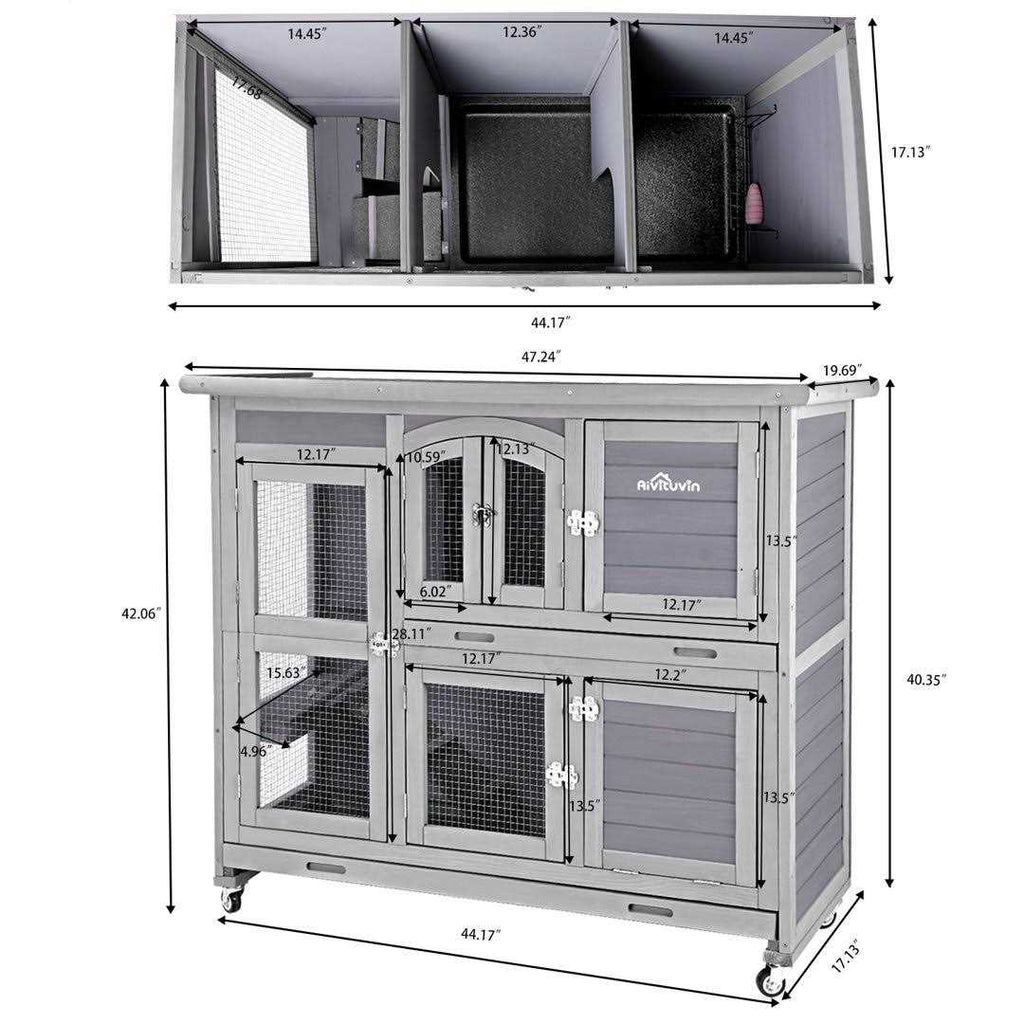 Two Story Rabbit Hutch with Wheels E3530