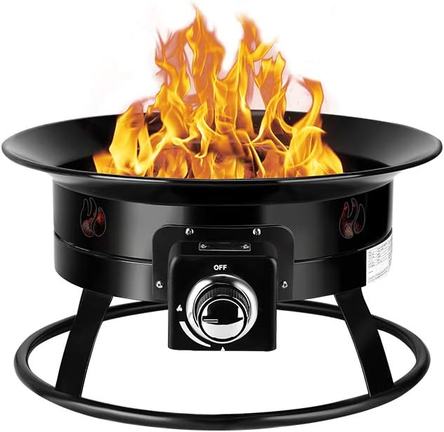 19 Inch Diameter Black Portable Propane Fire Pit C5044