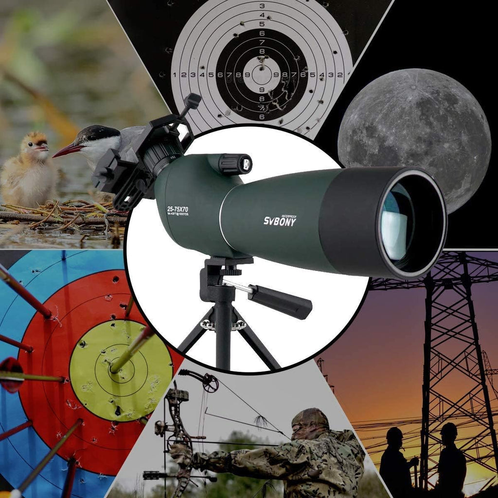 25-75x70 Angled Waterproof Spotting Scope with Tripod, Phone Adapter G708839