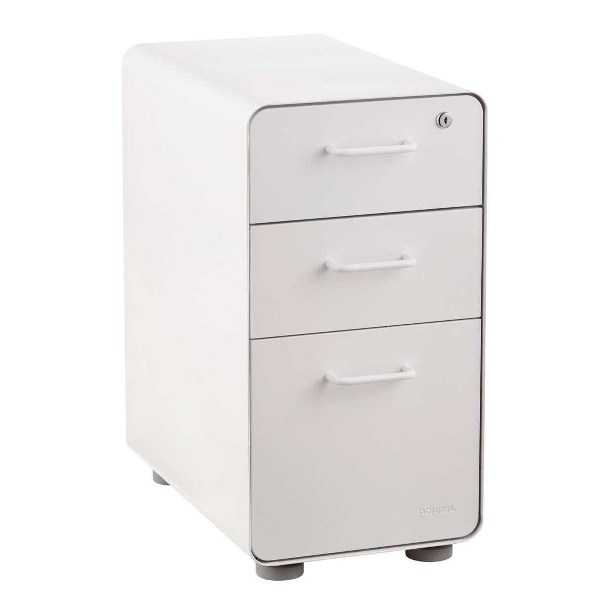 White Slim 3-Drawer Locking Filing Cabinet B94147