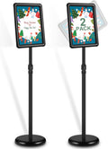 2 Pack Adjustable Floor Sign Stand 8.5x11 Inch Black D93201
