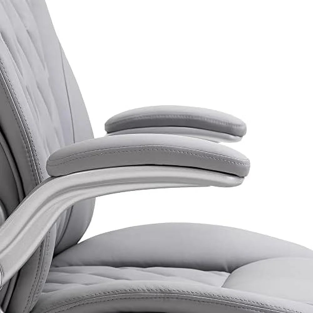 Grey Faux Leather Ergonomic Home Office Chair I78288