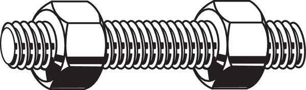 1-1/8 inch-8 x 8-1/2 inch Plain Carbon Steel Fully Threaded Studs, 15 Pk. M9369