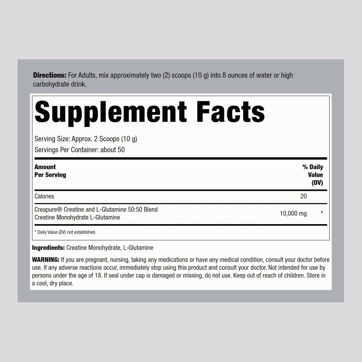 German Creatine Monohydrate and L-Glutamine Powder 1.1 lbs R5136
