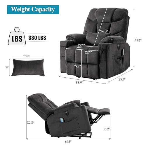 Power Lift Recliner Chair with Heat and Massage and USB Port V93224