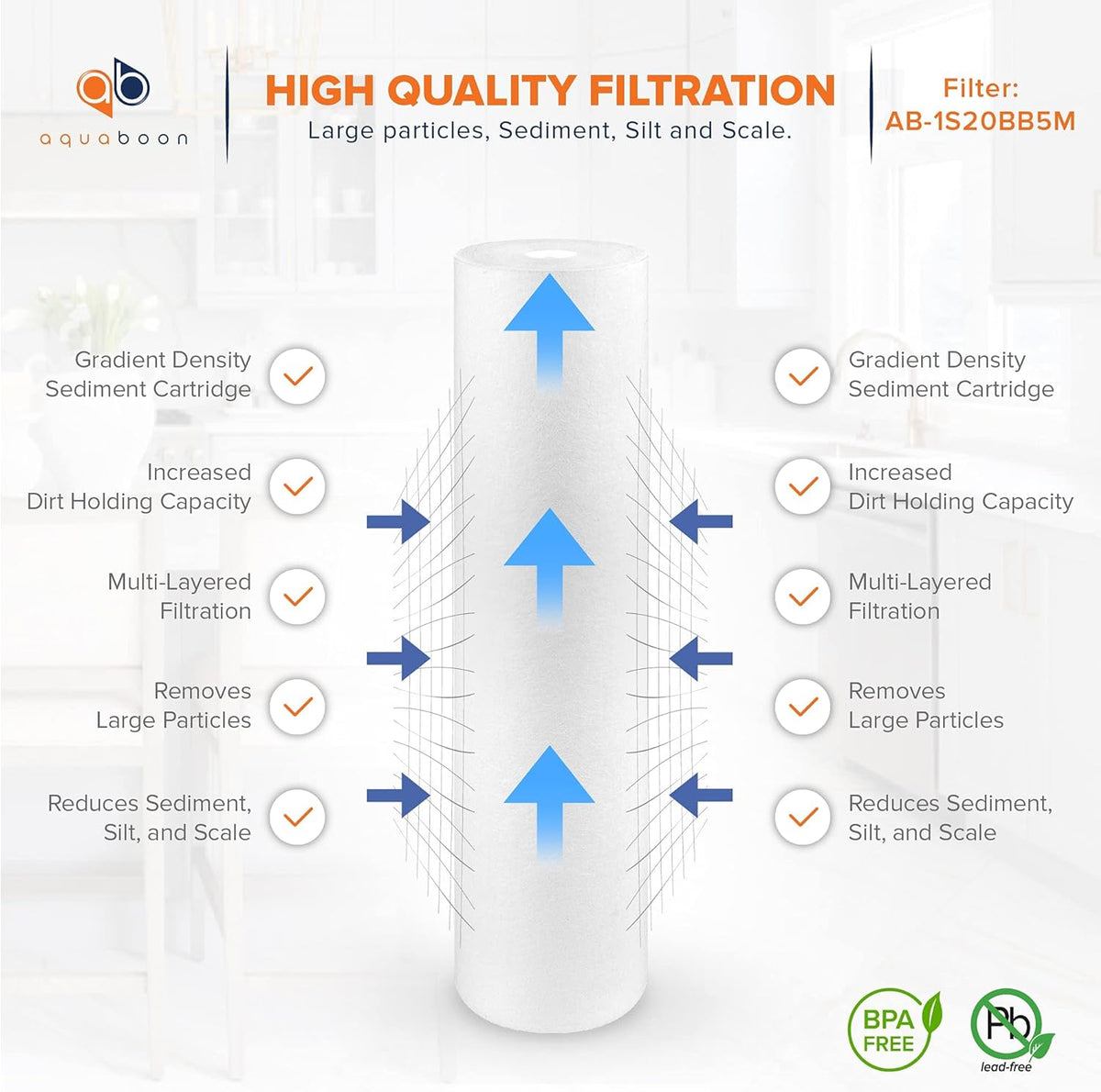 5 Micron 20 Sediment Water Filter Replacement Cartridge 4 Pack V714