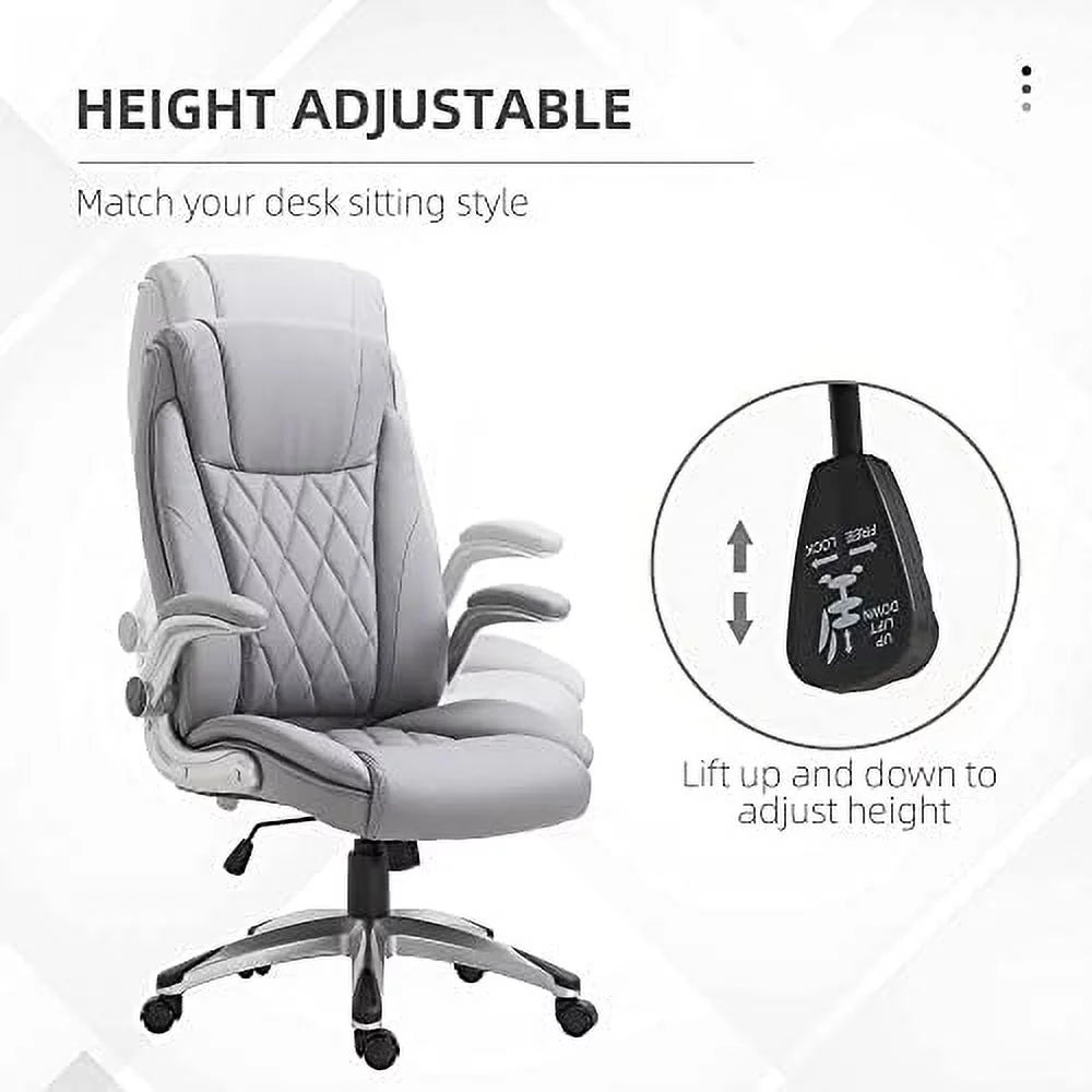 Grey Faux Leather Ergonomic Home Office Chair I78288