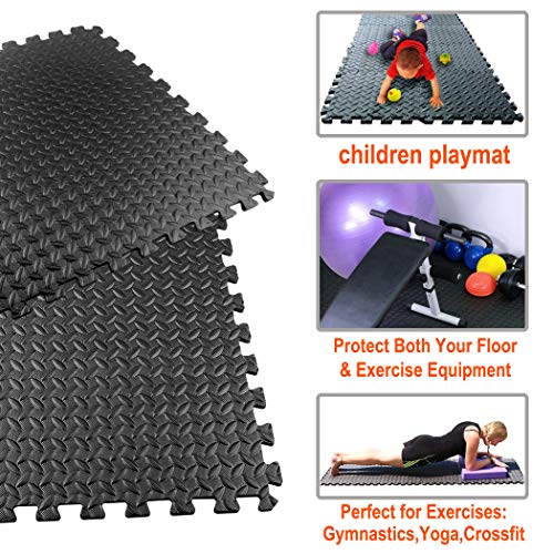 20 Pcs Black Interlocking EVA Foam Exercise Mats O1840