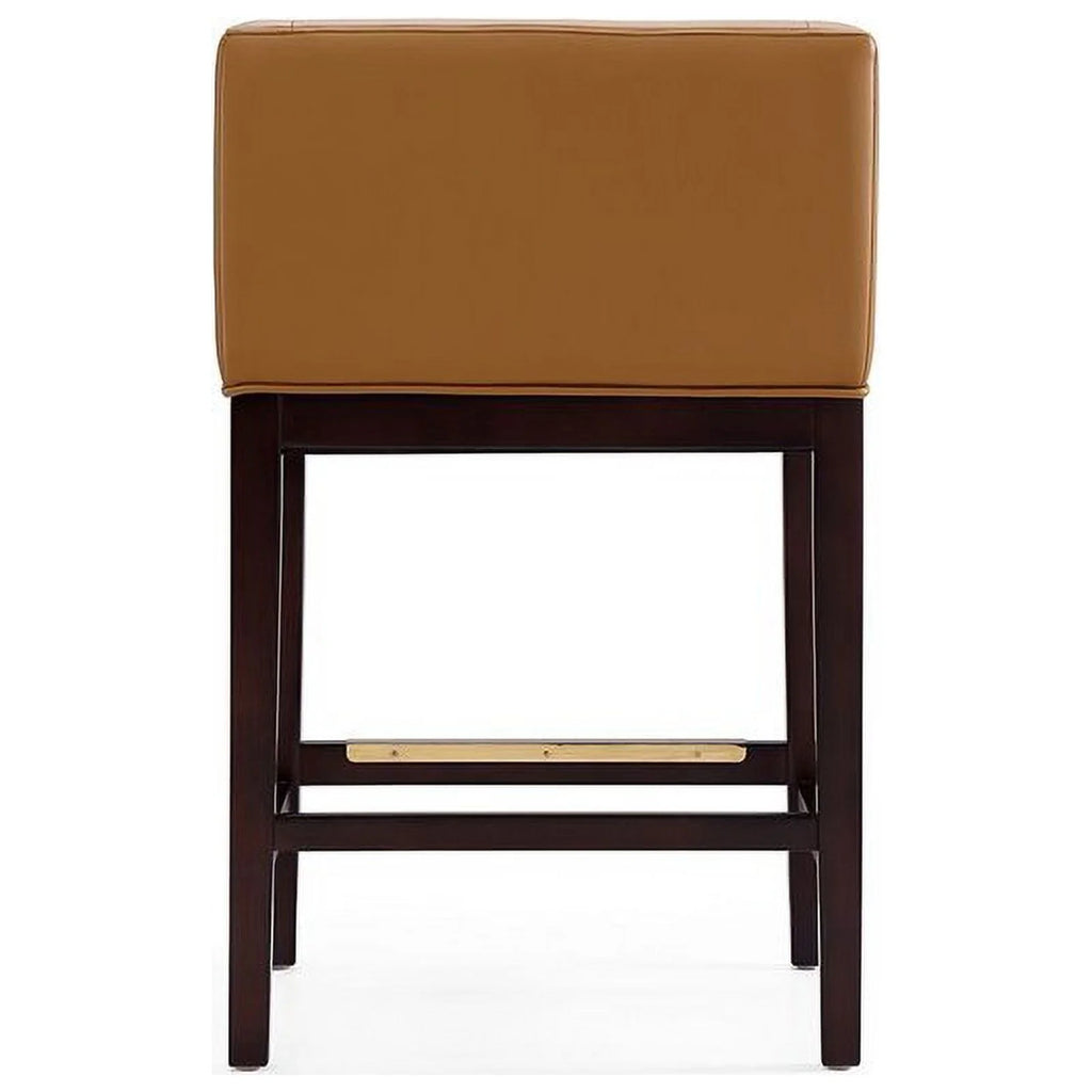Camel and Dark Walnut Beech Wood Counter Height Bar Stool Q690877