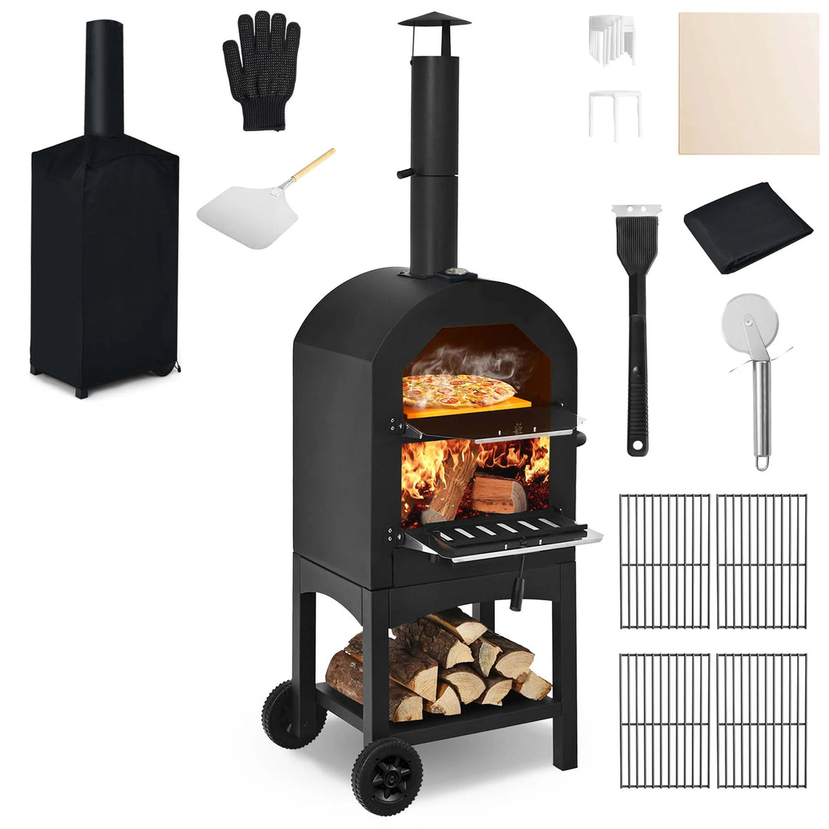 Outdoor Wood Fire Pizza Oven with Pizza Stone I392024