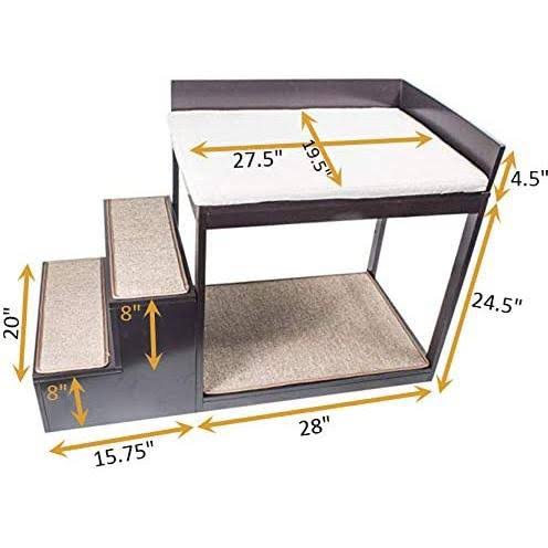 Brown Multi-Level Bed and Step System for Dogs Cats J8524