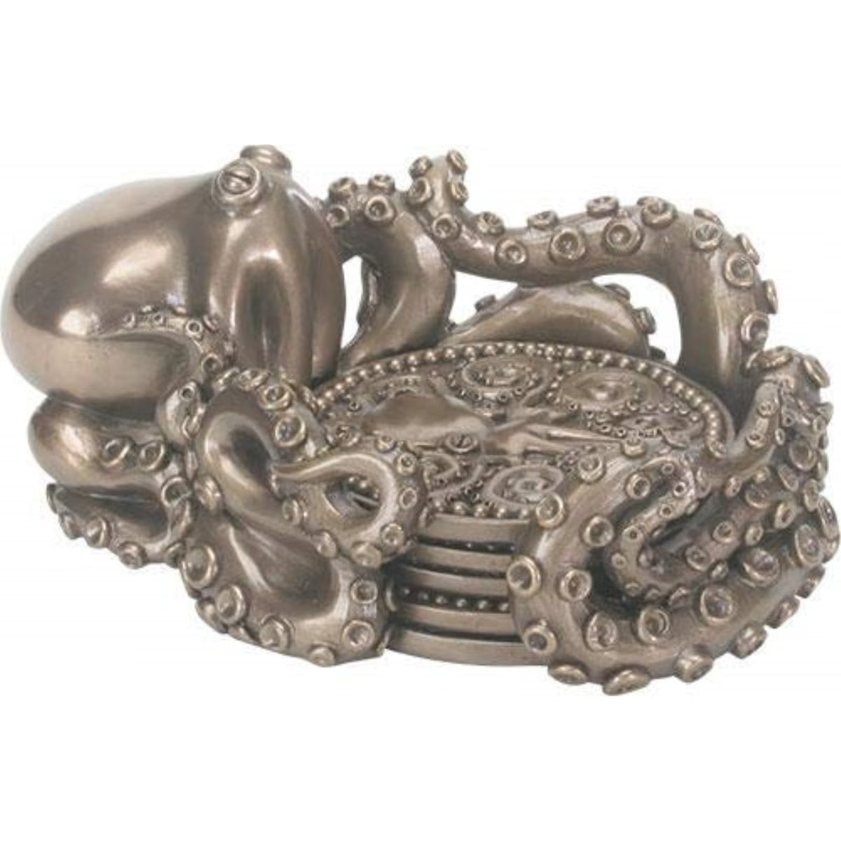 Coaster Holder with 4 Coasters Octopus Nautical Bar Decor S9167