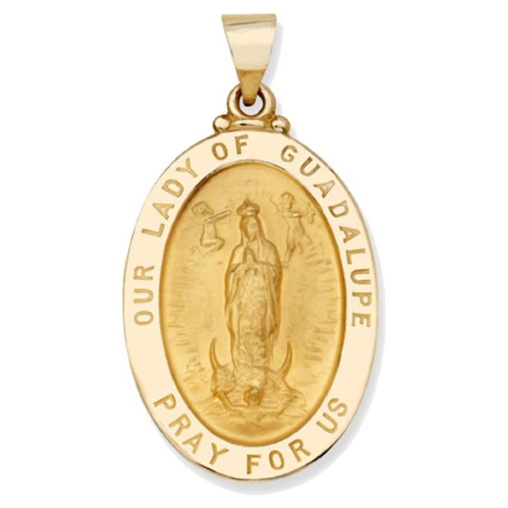14k Yellow Gold Oval Religious Medal Pendant R109