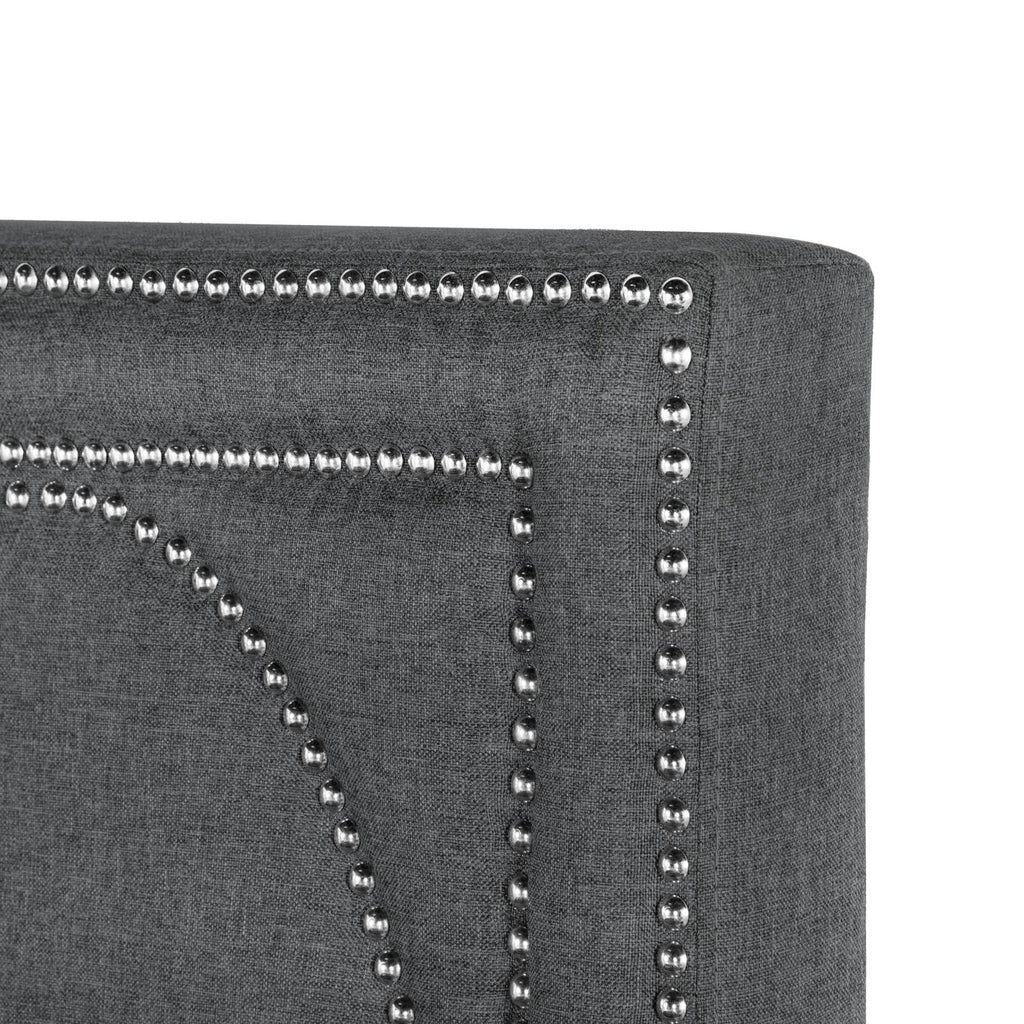 Upholstered Bed with Nailhead Trim Charcoal E6229