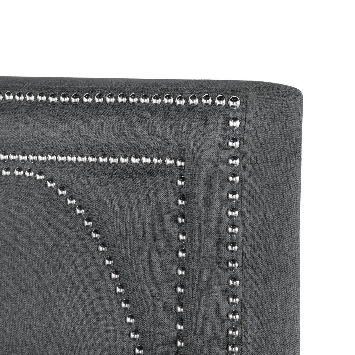 Upholstered Bed with Nailhead Trim Charcoal E6229