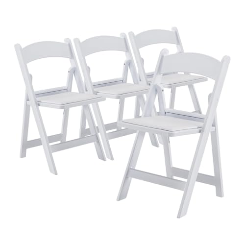 Folding Plastic Chairs 4 Pack White D5285