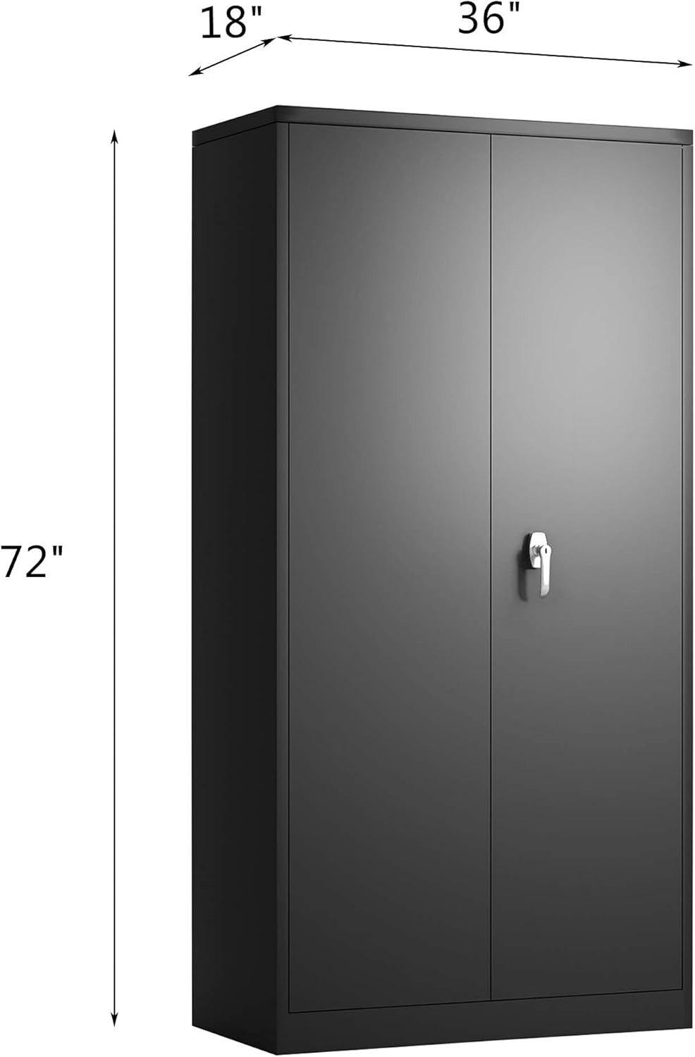 72 Inches Black Steel Storage Cabinet with Shelves H419245