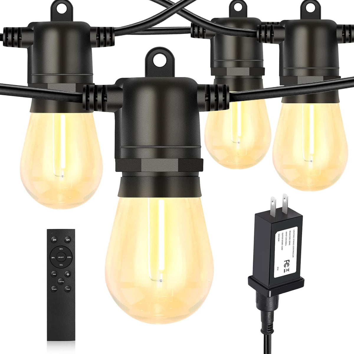 LED Outdoor String Lights with Dimmer Remote Q36536