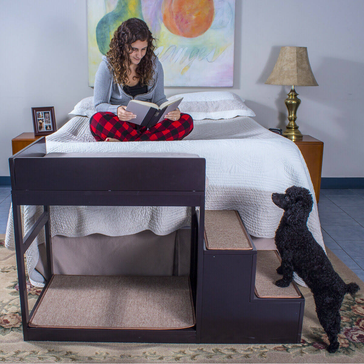 Brown Multi-Level Bed and Step System for Dogs Cats J8524