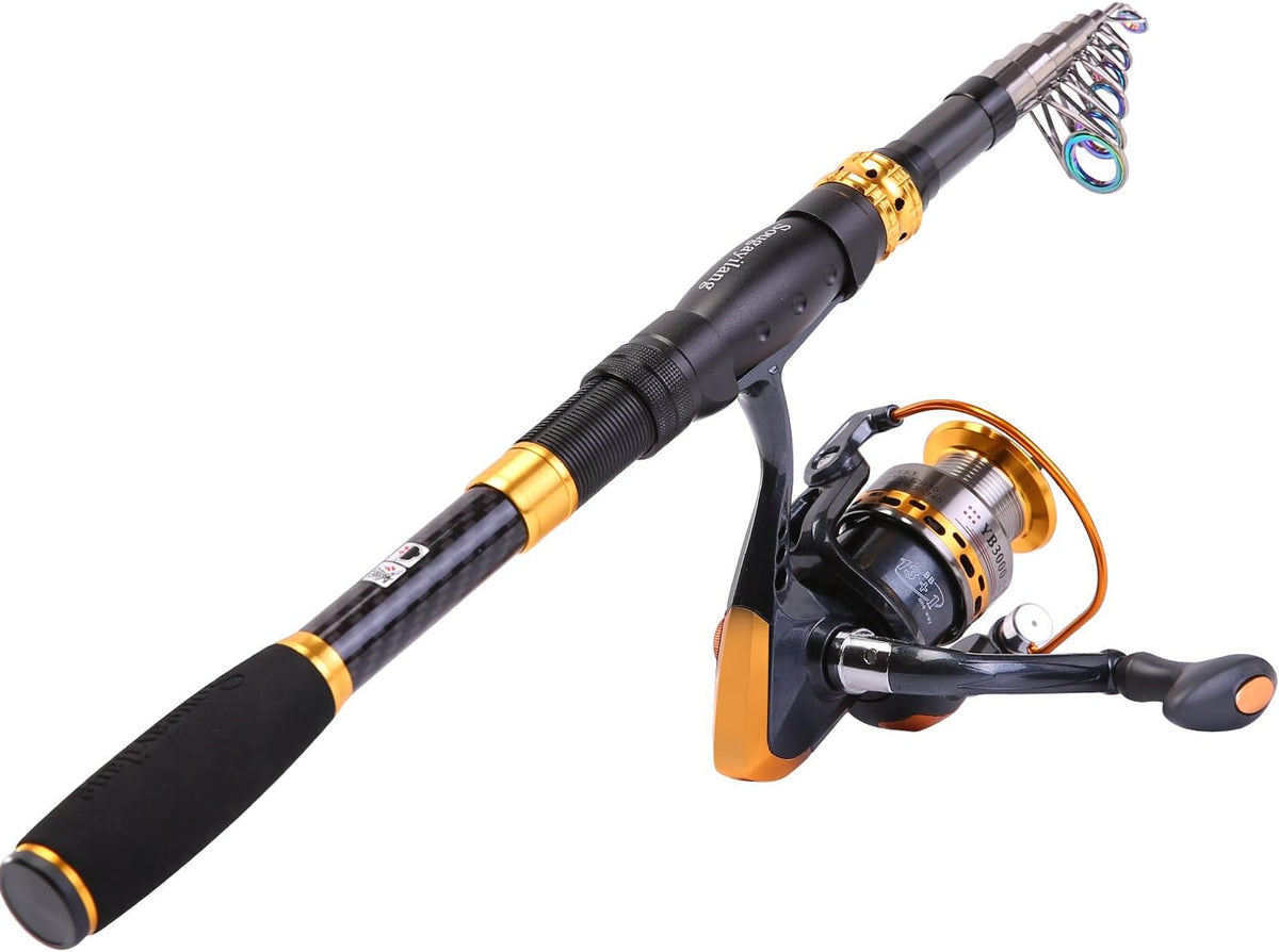 Carbon Fiber Telescopic Fishing Rod with Spinning Reel, Pack of 2 W5933