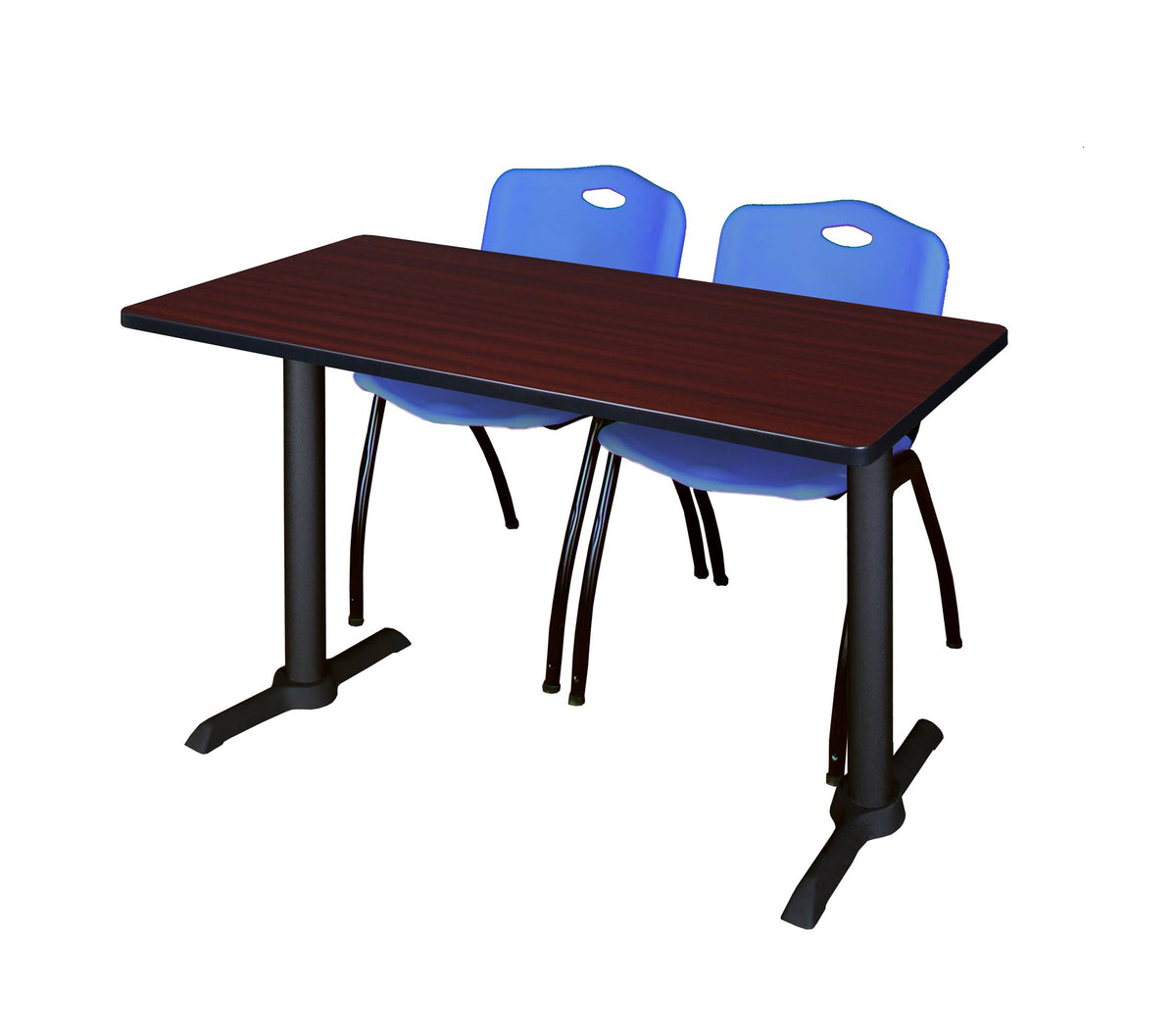 Cherry Training Table & Blue Stack Chairs E335523