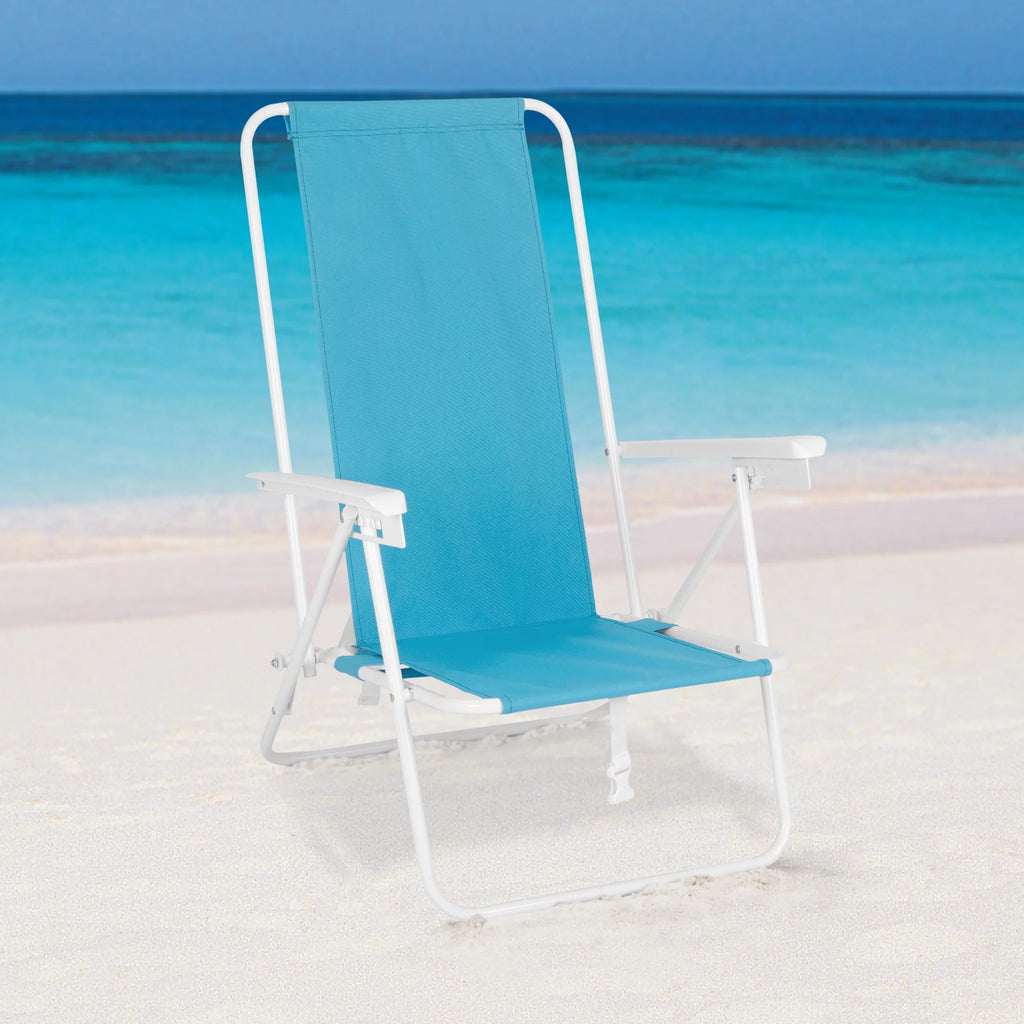 Blue High Back Reclining Backpack Beach Chair L54056