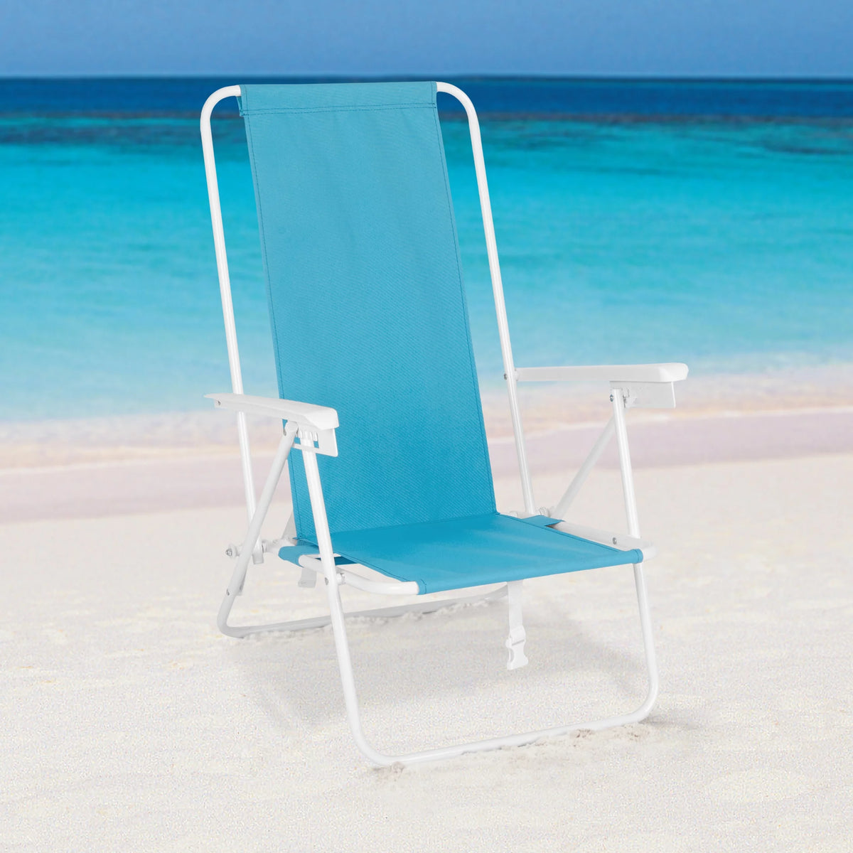 Blue High Back Reclining Backpack Beach Chair L54056