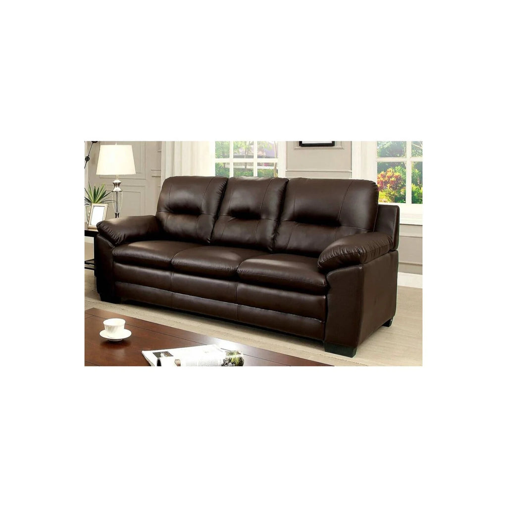 Brown Leatherette Tufted Sofa K7113