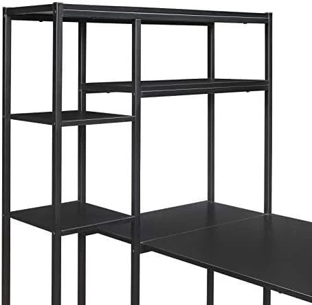 L-Shaped Computer Desk with Hutch Bookshelf 63-Inch E30161