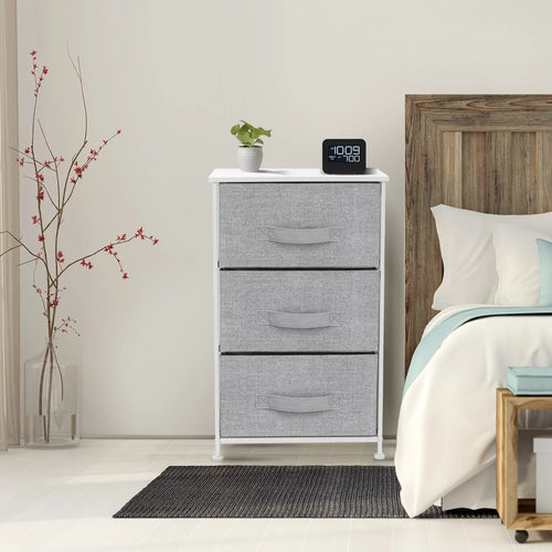 3 Drawer Nightstand with Fabric Bins J705673