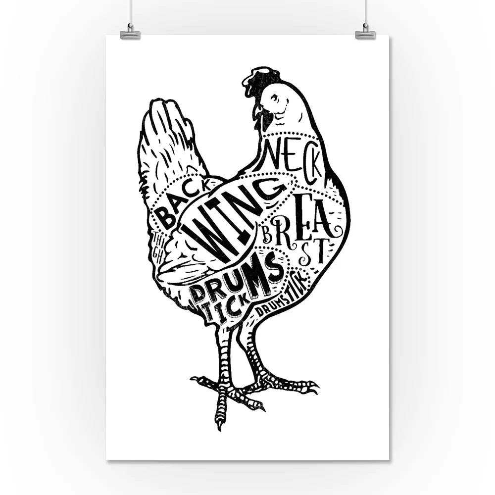Butchers Block Meat Cuts 16x24 Giclee Art Print A24003