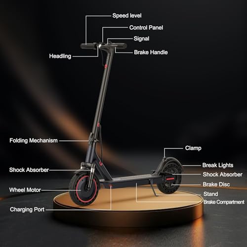 Folding Electric Scooter with Solid Tires and Dual Suspension U642273