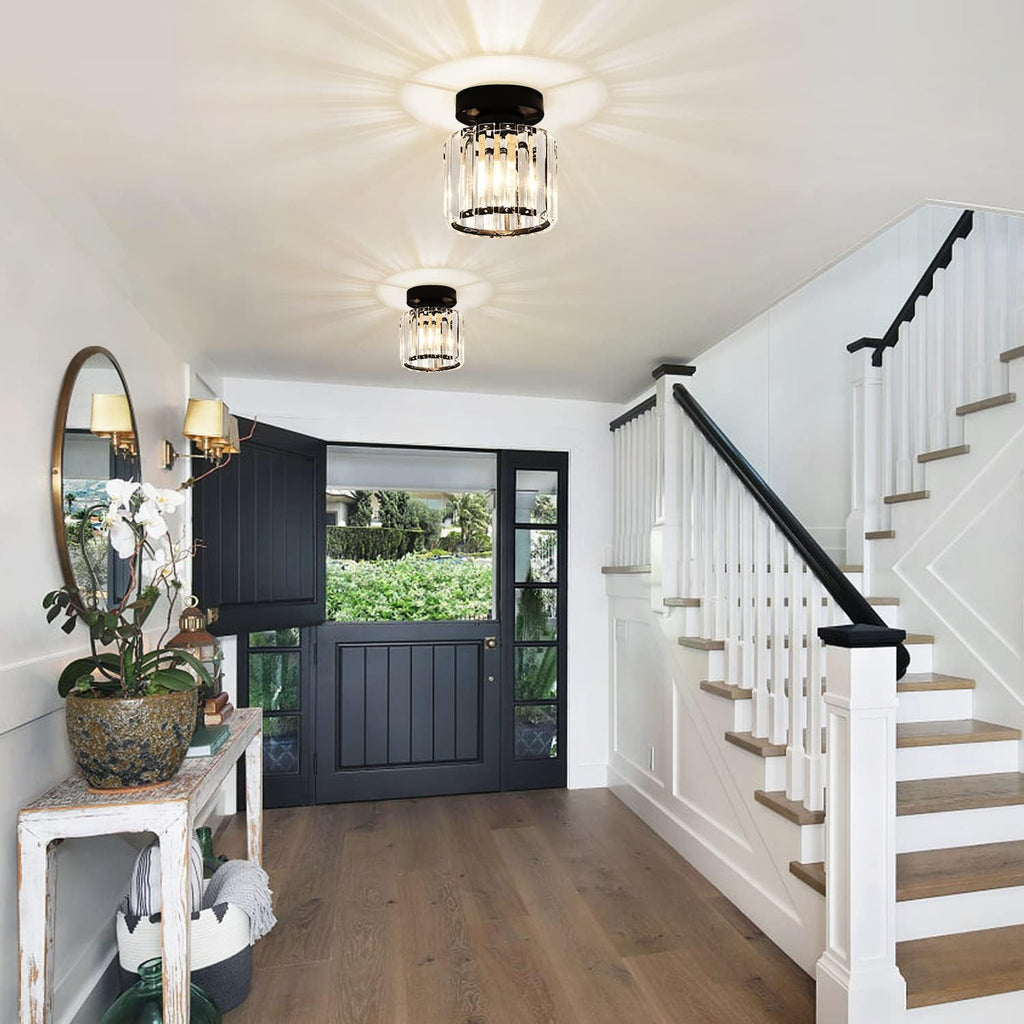 Small Black Crystal Semi Flush Mount Ceiling Light T6738