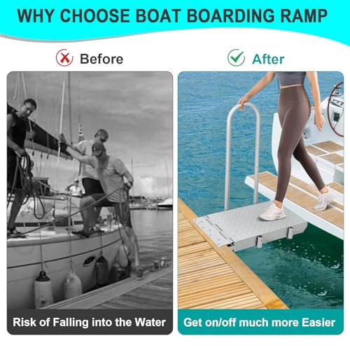 Silver Folding Dock Boarding Platform with Handrail Q687705