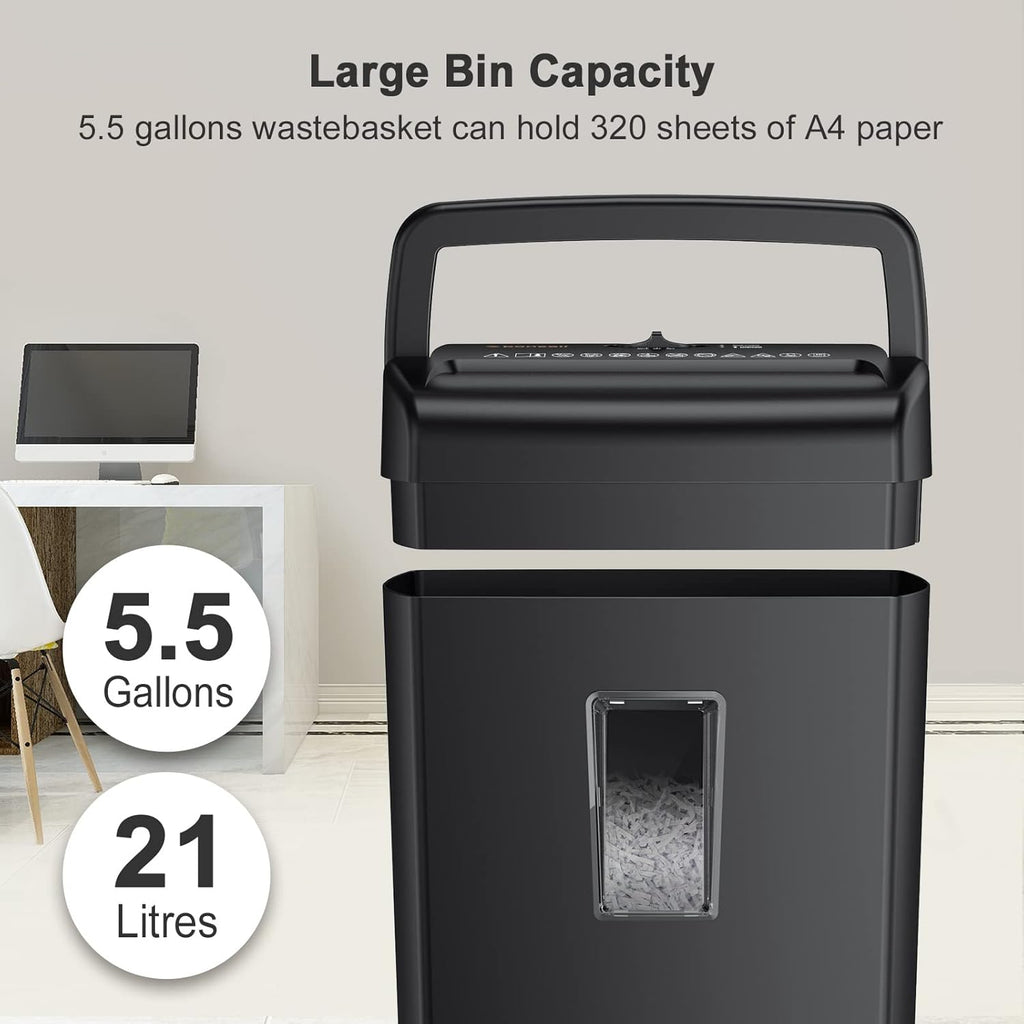 10-Sheet Cross-Cut Paper Shredder, 5.5 Gallons Wastebasket, Black, Pack of 2 R59978