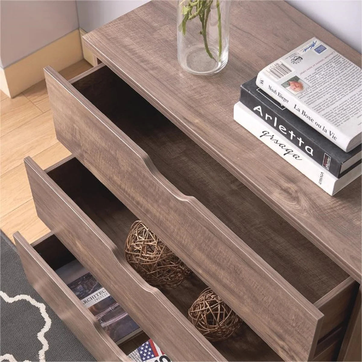 Brown 5 Drawer Wood Dresser N110168