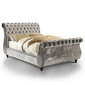 Gray Fabric Queen Sleigh Bed W811